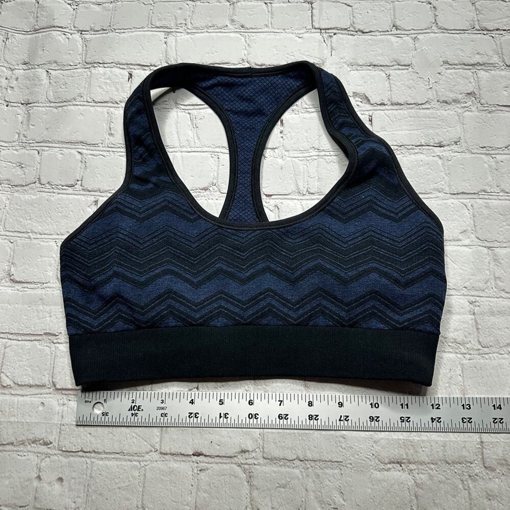 Lululemon Black and Blue Racerback Sports Bra with Chevron Pattern